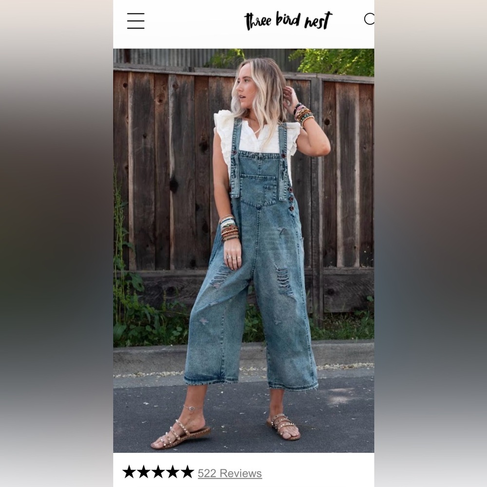 Easel Los Angeles Classic Blue Denim Oversized Overalls